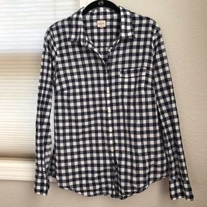 J Crew Navy Gingham Shirt